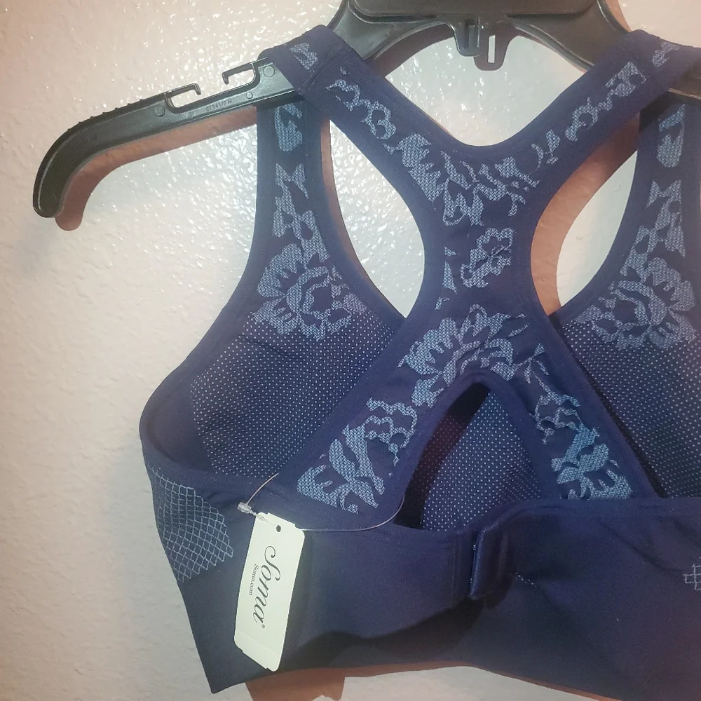 Soma Sport Large Seamless Key Racerback Maritime Navy Sports Bra NWT